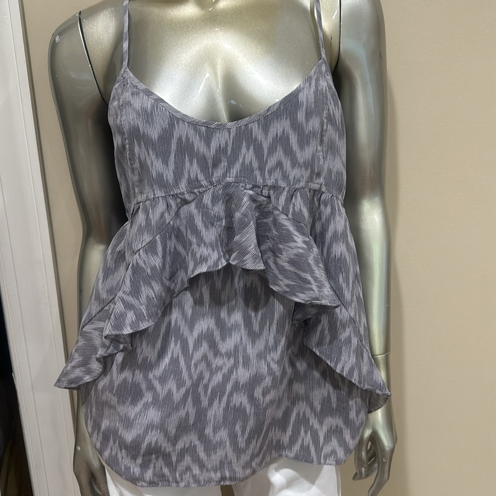 Madewell Eliot Gray Ruffle detail Camisole top shirt size M